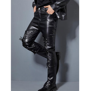 กางเกงหนัง PU สำหรับผู้ชายแนวร็อค สตีมพังค์ กอธิค แบบผูกเชือก สำหรับงานคอสเพลย์ ปี 2026 - Product Image 2