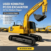 Excavatrice sur chenilles Komatsu PC220, 22 tonnes, excavatrice hydraulique moyenne, moteur SAA6D107, excavatrice de construction japonaise d'occasion, usage intensif