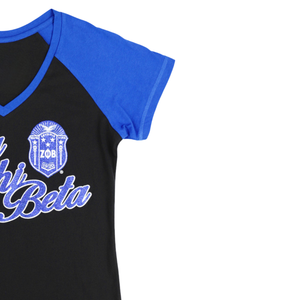 Zeta phi Beta เสื้อยืดคอกลมแขนแร็กแลนสีดำและสีฟ้าเสื้อผ้าลำลองผ้าฝ้ายนุ่มใส่สบาย - Product Image 3