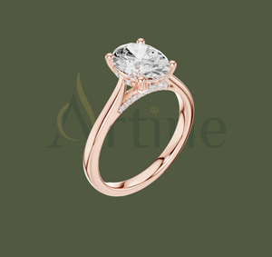Terra Bloom jewels 14K Gold Moissanite Halo Ring con Pave Setting para boda o propuesta - Product Image 1