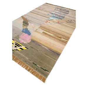 Manchaha Abstract Pattern Wool & Bamboo Silk Hand Knotted <b>Rugs</b> Grey & <b>Black</b> 10mm Thickness for Home Living Room Hallway-Les-2036 - Product Image 2