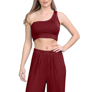 OEM Women's Customized <b>One</b> Shoulder Crop Sports Bra Sleeveless Gym <b>Top</b> with Scalloped Design New Comfort Fabric Yoga Bra - Product Image 5