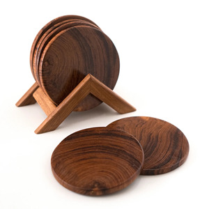 Juego de 4 posavasos de madera de nogal con soporte de forma cuadrada para utensilios de cocina, mesa de comedor, bebidas, esteras y almohadillas para servir - Product Image 3