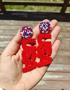 <b>Top</b> Handwork Beaded Embroidery for University Drop <b>Earrings</b> Custom Colors Trendy High Quality Unique Unisex - Product Image 5