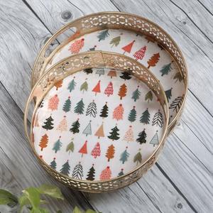 <b>Top</b> Quality <b>Christmas</b> <b>Tree</b> Round Metal Tray For <b>Christmas</b> Decor at Reasonable Price From India - Product Image 2