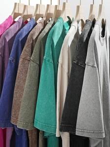 Camiseta de gran tamaño vintage ropa de calle de alta calidad lavada con ácido con logotipo personalizado 100% algodón camiseta de talla grande para hombre - Product Image 6