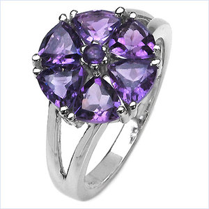 Shah Gems Women's Natural Amethyst <b>Ring</b> in 925 Sterling <b>Silver</b> Fine Jewelry with Rhodium Plating Everyday Wear <b>Set</b> - Product Image 1