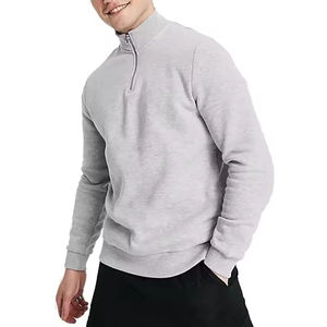 OEM logotipo personalizado sólido manga larga cuello alto media cremallera 100% algodón sudaderas para hombres media cremallera sudaderas - Product Image 1