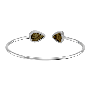 925 Sterling Silver High Finish Twister <b>Bracelet</b> Schalenblende Gemstone Two Shape Pear Semi Trillion Cabochon Bezel Setting - Product Image 2