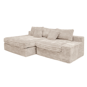 Sofá Cama en Forma de L Convertible Moderno de 76 Pulgadas con Respaldo de Tela y Cojín Tipo Nube para Sala de Estar u Hotel, Empaquetado al Vacío con 80% de Compresión - Product Image 1