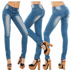 Customized Design <b>Stretch</b> High Waist Washed Denim Pants New Fashion Washed Slim Fit <b>Jeans</b> for Ladies - Product Image 1