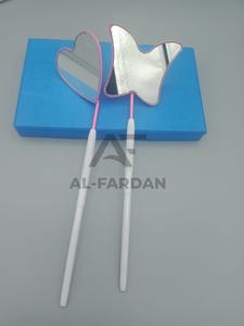 แหนบถอนขนตาสแตนเลสแข็งรูปหัวใจผีเสื้อสีชมพูสีขาวปลายโค้งมนและที่จับกระจก - Product Image 3