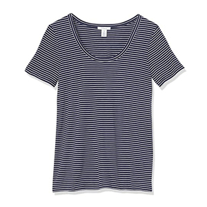 Phụ Nữ Ngắn Tay Áo Hàng Đầu Vòng Cổ Mỏng Phù Hợp Với Tee Giản Dị In T Áo Sơ Mi Cotton Tart-Womens Sọc Hàng Đầu Quá Khống T Áo Sơ Mi - Product Image 2