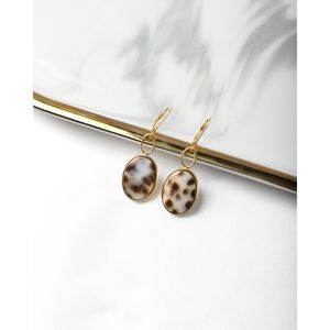 Tiger Cowrie Drop Earrings-Gold Plated Zinc Alloy with Quartz Pearl & Amethyst - Product Image 1