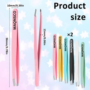 Ensemble de pinces à sourcils et cils multicolores 12 pièces Type de pointe incurvée inclinée pour l'épilation - Product Image 2
