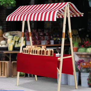 Puesto de exhibición de mercado de madera plegable portátil, fácil configuración, quiosco de vendedor minorista al aire libre, puesto de mercado de madera - Product Image 4