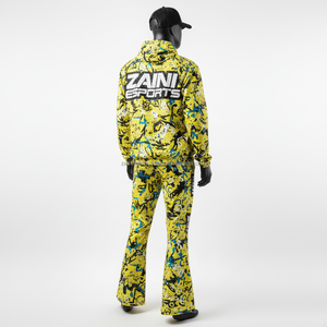 Traje cortavientos de talla grande Transpirable Poliéster Spandex Mezcla Amarillo Estampado artístico Logotipo personalizado Conjunto cortavientos de transferencia de calor - Product Image 4