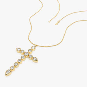 Pendentif croix en diamant de laboratoire de formes variées raffinées 1,25 ct E-F VS Or 14 carats, idéal pour les occasions spéciales, les fêtes, cadeau, classique, fait main - Product Image 4