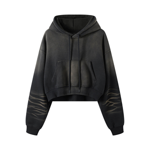 Vente en gros vêtements de mode vierges délavés à l'acide Offre Spéciale et sweatshirts de loisirs pour femmes avec patchs avec logo personnalisé - Product Image 3