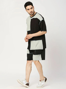 Conjuntos cortos deportivos de 2 piezas de gran tamaño de alta calidad para hombre, chándales de verano personalizados de tendencia informal, pantalones activos teñidos - Product Image 3