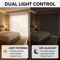 Tirai Pintar Bermotor 100% Blackout Perlindungan UV WiFi Nirkabel Tirai Gulung Elektrik Tirai Jendela Kustom Remote Kantor