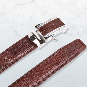 Cinturón Formal de Cuero de Cocodrilo Genuino para Hombre Luxali, Hebilla de Acero Inoxidable Plateada Rectangular de 3.5-4.0cm de Ancho, Duradero - Product Image 6