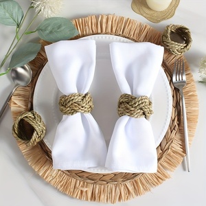 Accesorio de mesa, servilleteros de algas marinas, servilleteros de paja hechos a mano, anillo para fiesta y comedor en casa - Product Image 6