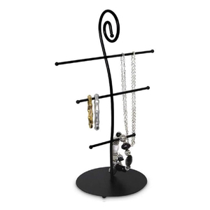Elegante Soporte de Joyería de Metal Negro con 3 Niveles para Collares, Pulseras y Pendientes, Exhibidores de Escritorio - Product Image 1