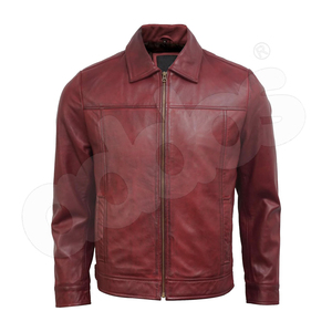 Chaqueta de cuero de motocicleta para hombre-Chaqueta de motorista de cuero genuino con estilo vintage para hombre Chaqueta de cuero ligera - Product Image 6