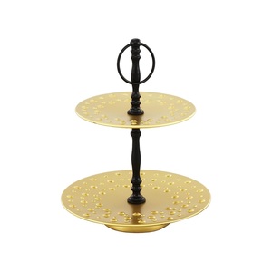 Support à gâteau en bois écologique à 3 niveaux avec support en métal de forme ronde avec couleur et tailles personnalisées 9.84 pouces - Product Image 6