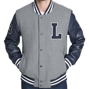 แจ็คเก็ตหนัง PU คุณภาพสูงสำหรับผู้ชาย สไตล์วาร์ซิตี้ ปรับแต่งได้ สไตล์ไฮสตรีท ปักลายด้านหน้า กันน้ำ กันลม สำหรับฤดูหนาว ไซส์ XS รับผลิตแบบ OEM - Product Image 1