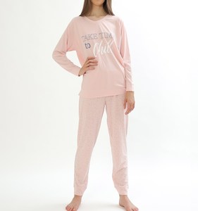 Ensemble de pyjama pour femmes à manches courtes imprimé floral en jersey 100% coton - Product Image 1
