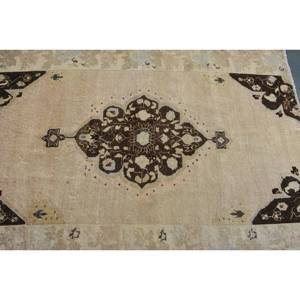 พรมขนสัตว์6.1ft สีเบจสีน้ำตาลคลาสสิกขนาด4.5 x แบบตุรกีดีไซน์แบบเย็บปะติดสำหรับทางเข้าห้องนั่งเล่นหรือห้องนอน - Product Image 5