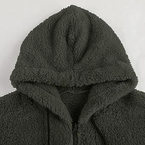 OEM ODM Unisex Sherpa Pullover <b>Hoodie</b> Soft <b>Lined</b> Warm Winter Jacket - Product Image 2