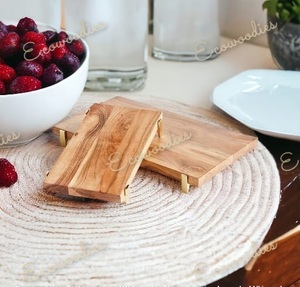 Plato de servicio elevado de madera de bambú seguro para alimentos para Antipasti Tapas Entrantes y postres Pedestal de madera Bandeja de servicio Soporte de alimentos - Product Image 3