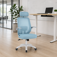 Chaise de bureau ergonomique en maille avec accoudoirs rabattables, appui-tête et soutien lombaire réglable, chaise de travail pivotante pour le bureau
