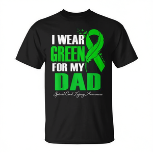 Camiseta de Concienciación sobre Lesiones de Médula Espinal con la Frase 'I Wear Green For My Dad', Unisex para Adultos, Manga Corta, Cuello Redondo, Impresión Serigráfica - Product Image 2