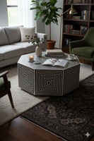 Table basse moderne en os incrusté, faite à la main, écologique, design géométrique contemporain élégant, imperméable, légère, pour baby shower