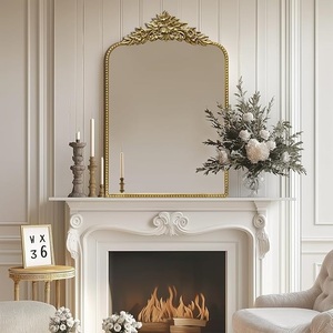 Espejo de pared de arco dorado antiguo de alta calidad montado en la pared de aluminio fundido para sala de estar dormitorio o regalos boda otra ocasión - Product Image 4