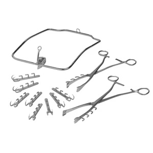 Juego de instrumentos de rumenotomía 1 18x27cm 2 pinzas Vulsellum 24cm 8 ganchos de fijación 7cm acero inoxidable quirúrgico veterinario - Product Image 6