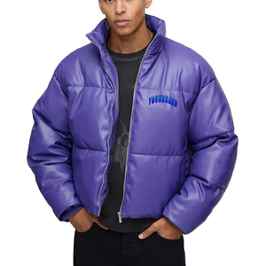 Customize Winter <b>Canvas</b> Puffer <b>Jacket</b> Hooded Stand Collar Front Logo with Zipper Men's - Product Image 4