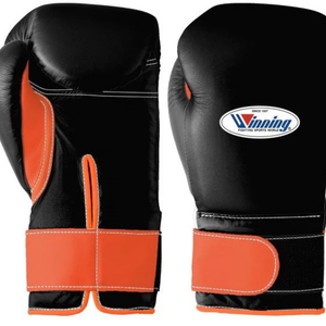 Gants de boxe professionnels en cuir noir et orange, poignet à velcro, gants d'entraînement et de sparring pour hommes et femmes - Product Image 2
