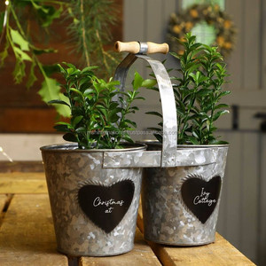 Nouvel ensemble de seaux de pot de fleurs et de jardin en métal galvanisé ovale parfait pour les décorations de jardin et d'extérieur plantes et fleurs - Product Image 3