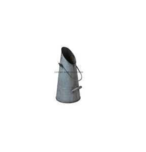 Antique-style <b>galvanized</b> metal charcoal <b>bucket</b> with a removable lid ideal for keeping coal dry and safe from moisture - Product Image 1