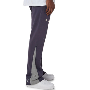 Wholesale Wide Leg French Terry <b>Stacked</b> Sweatpants Men,custom logo 100% Cotton Fleece Streetwear Flare <b>Joggers</b> Sweatpants - Product Image 3