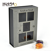 Boîte à bonbons d'Halloween effrayante avec fenêtre, doublure en éponge, emballage en papier écologique personnalisé pour cadeaux et friandises de fête