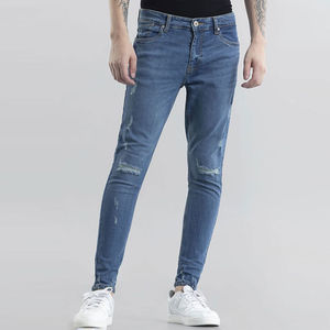 Jean en denim extensible pour homme, coupe skinny déchirée, respirant, classique, haute qualité, best-seller - Product Image 5
