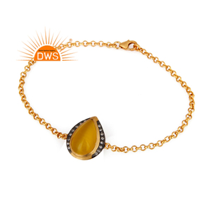 Venta caliente de plata esterlina 18K chapado en oro Natural amarillo piedra lunar y Cz pulsera de piedras preciosas Demi fabricante de joyería fina - Product Image 4