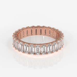<b>Emerald</b> Cut Moissanite Diamond Eternity Band <b>Ring</b> Sterling <b>Silver</b> Elegant and Durable Wedding Accessory - Product Image 5