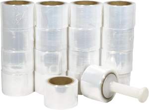 Mini Stretch <b>Wrap</b> Plastic Handle Heavy Duty 500% Stretch <b>Clear</b> High Gloss Reinforced Grade Plastic <b>Wrap</b> Industrial Strength - Product Image 2